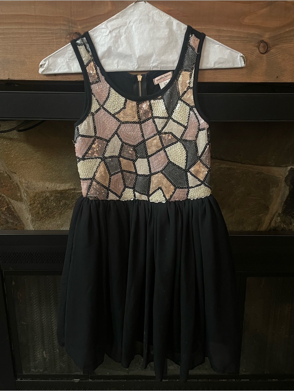 Nanette Lepore Black Dress with Pink, Cream & Gold Sequin Bodice